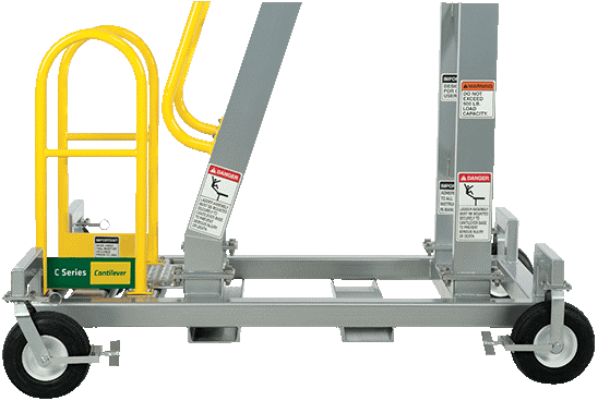 Locking wheels on the C Series to assure a secure work platform and fork lift Rolling Stairs and Work Platforms